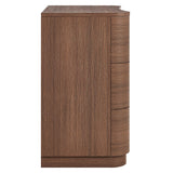 Mirae Brushed Brown Oak 3-Drawer Curved Compact Dresser - Ornate Home