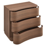 Mirae Brushed Brown Oak 3-Drawer Curved Compact Dresser - Ornate Home
