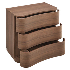 Mirae Brushed Brown Oak 3-Drawer Curved Compact Dresser - Ornate Home