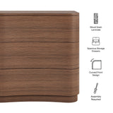 Mirae Brushed Brown Oak 3-Drawer Curved Compact Dresser - Ornate Home