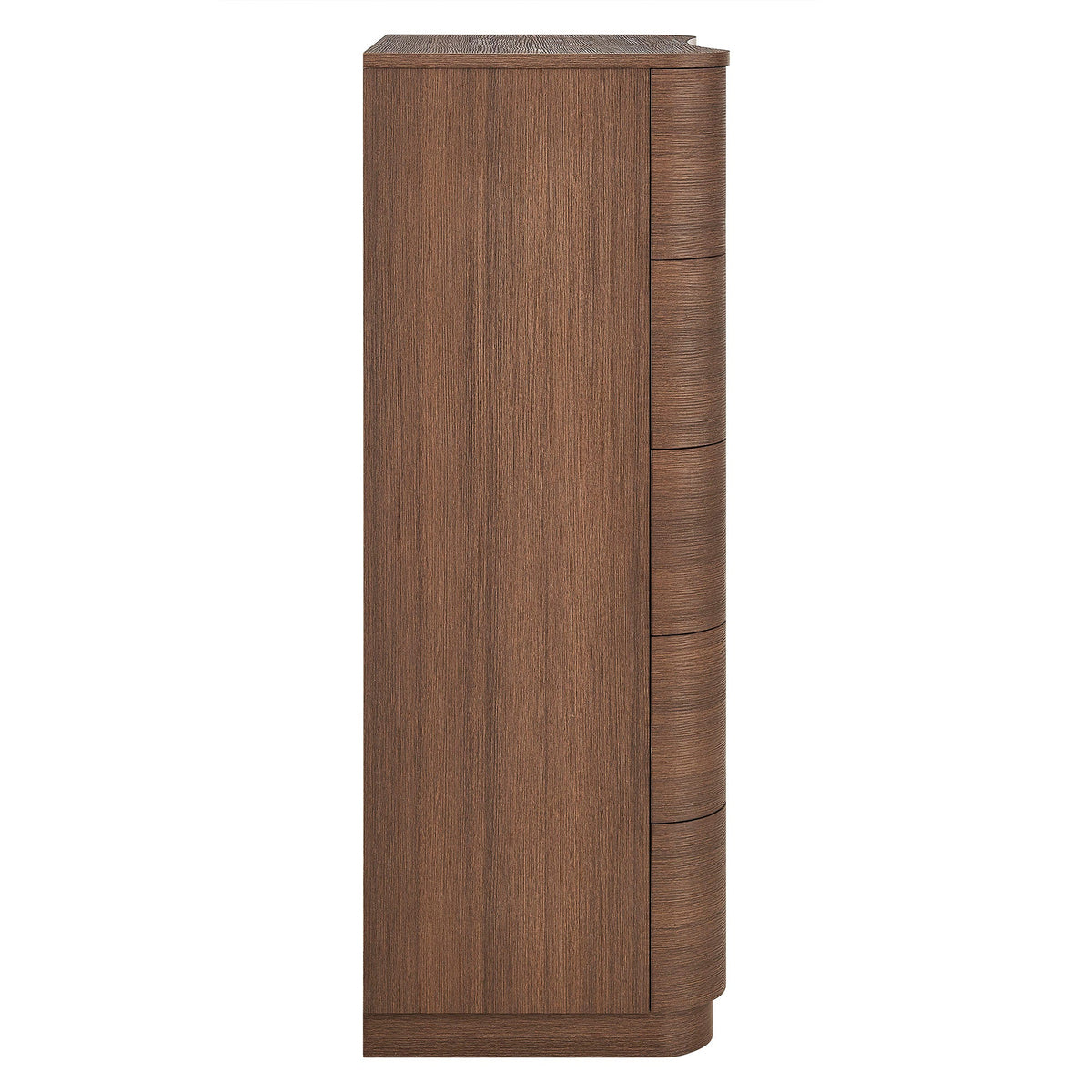 Mirae Brushed Brown Oak 5-Drawer Curved Dresser Chest of Drawers - Ornate Home