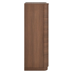 Mirae Brushed Brown Oak 5-Drawer Curved Dresser Chest of Drawers - Ornate Home
