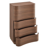 Mirae Brushed Brown Oak 5-Drawer Curved Dresser Chest of Drawers - Ornate Home