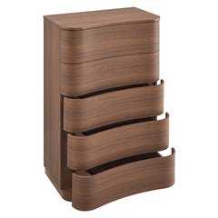 Mirae Brushed Brown Oak 5-Drawer Curved Dresser Chest of Drawers - Ornate Home
