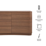Mirae Brushed Brown Oak 6-Drawer Curved Dresser - Ornate Home
