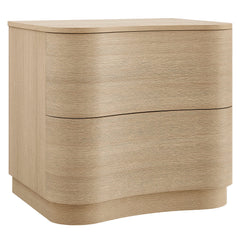 Mirae Brushed Light Oak 2-Drawer Curved Nightstand - Ornate Home