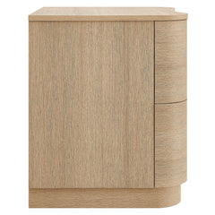 Mirae Brushed Light Oak 2-Drawer Curved Nightstand - Ornate Home
