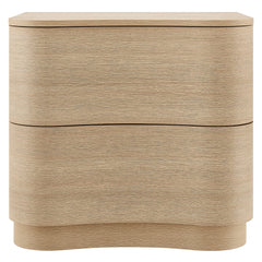 Mirae Brushed Light Oak 2-Drawer Curved Nightstand - Ornate Home
