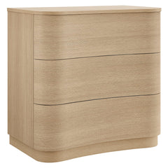 Mirae Brushed Light Oak 3-Drawer Curved Compact Dresser - Ornate Home
