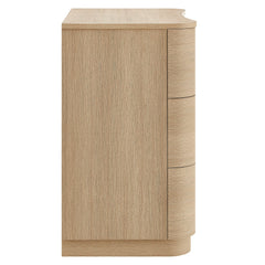 Mirae Brushed Light Oak 3-Drawer Curved Compact Dresser - Ornate Home