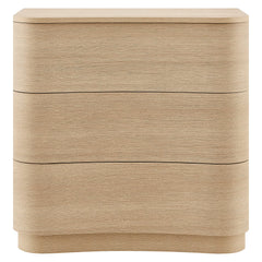 Mirae Brushed Light Oak 3-Drawer Curved Compact Dresser - Ornate Home