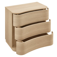 Mirae Brushed Light Oak 3-Drawer Curved Compact Dresser - Ornate Home
