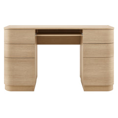 Mirae Brushed Light Oak 55" 6-Drawer Curved Office Desk - Ornate Home