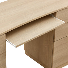 Mirae Brushed Light Oak 55" 6-Drawer Curved Office Desk - Ornate Home