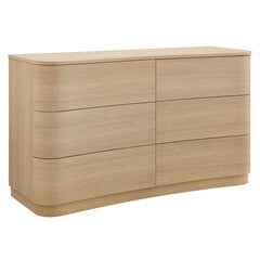 Mirae Brushed Light Oak 6-Drawer Curved Dresser - Ornate Home