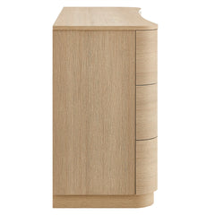 Mirae Brushed Light Oak 6-Drawer Curved Dresser - Ornate Home
