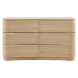 Mirae Brushed Light Oak 6-Drawer Curved Dresser - Ornate Home