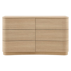 Mirae Brushed Light Oak 6-Drawer Curved Dresser - Ornate Home