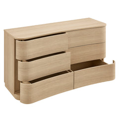Mirae Brushed Light Oak 6-Drawer Curved Dresser - Ornate Home
