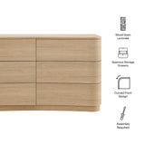 Mirae Brushed Light Oak 6-Drawer Curved Dresser - Ornate Home