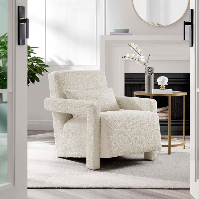 Mirage Ivory Boucle Upholstered Armchair - Ornate Home