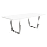 Mirage White/Silver Rectangular Dining Table - Ornate Home