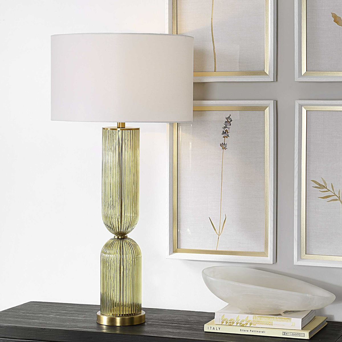 Mirah Multicolor Olive Glass Table Lamp - Ornate Home