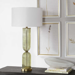 Mirah Multicolor Olive Glass Table Lamp - Ornate Home