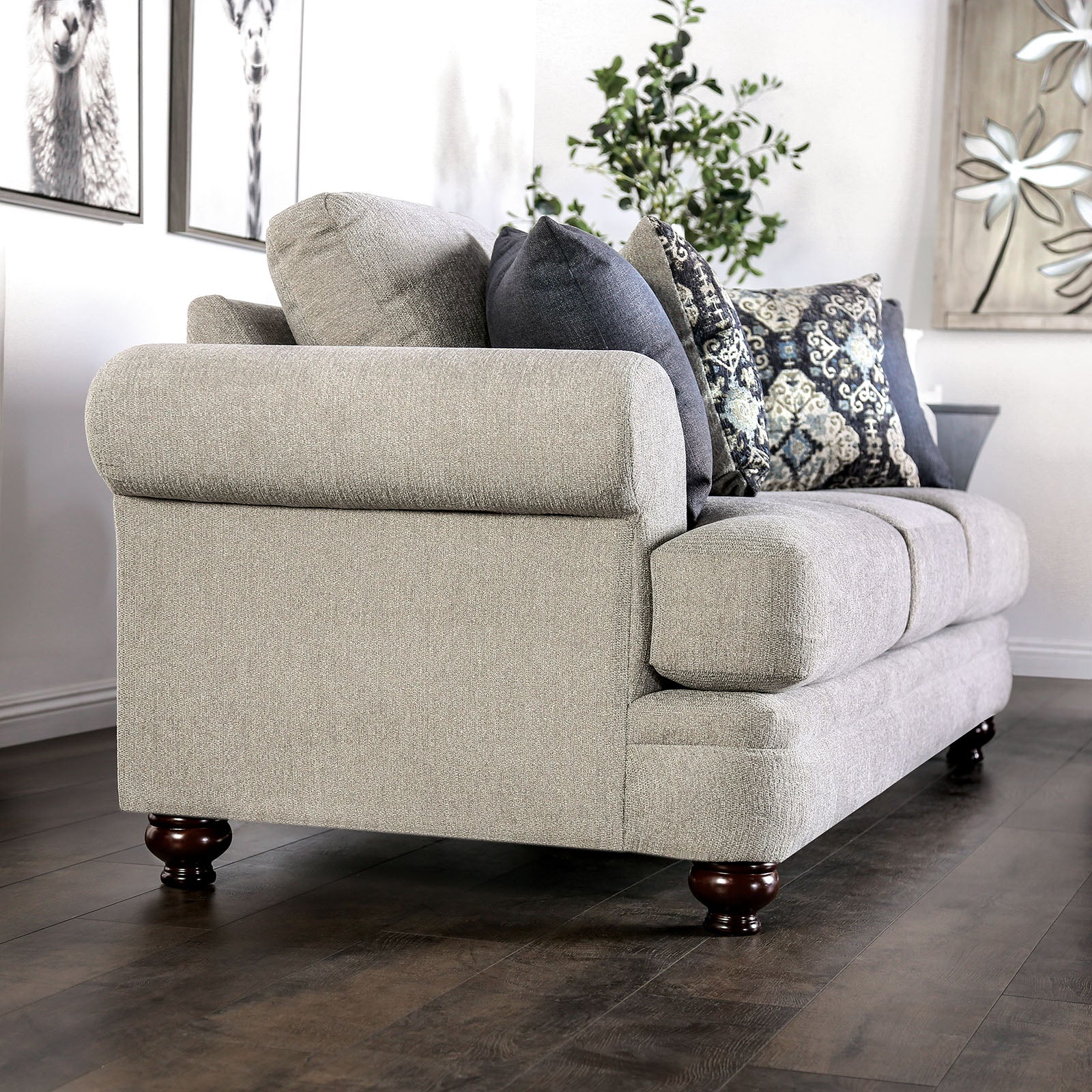 Miramar Beige/Charcoal Loveseat - Ornate Home