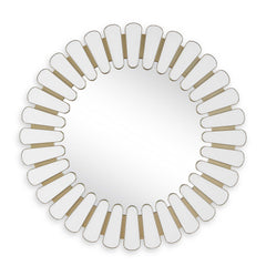 Miran White Glass Round Mirror - Ornate Home