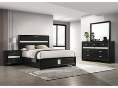 Miranda Black 4-piece Eastern King Bedroom Set with Panel Bed - Ornate Home