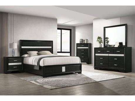 Miranda Black 4-piece Queen Bedroom Set with Panel Bed - Ornate Home