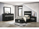 Miranda Black 4-piece Twin Bedroom Set with Panel Bed - Ornate Home