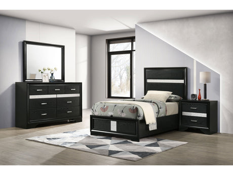 Miranda Black 4-piece Twin Bedroom Set with Panel Bed - Ornate Home