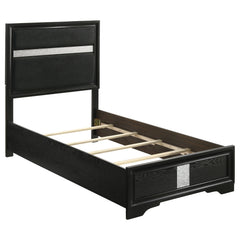 Miranda Black 4-piece Twin Bedroom Set with Panel Bed - Ornate Home