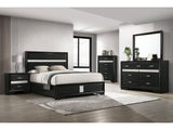 Miranda Black 5-piece Eastern King Bedroom Set with Panel Bed - Ornate Home