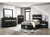 Miranda Black 5-piece Twin Bedroom Set with Panel Bed - Ornate Home