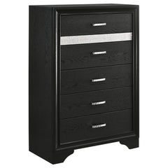 Miranda Black 5-piece Twin Bedroom Set with Panel Bed - Ornate Home