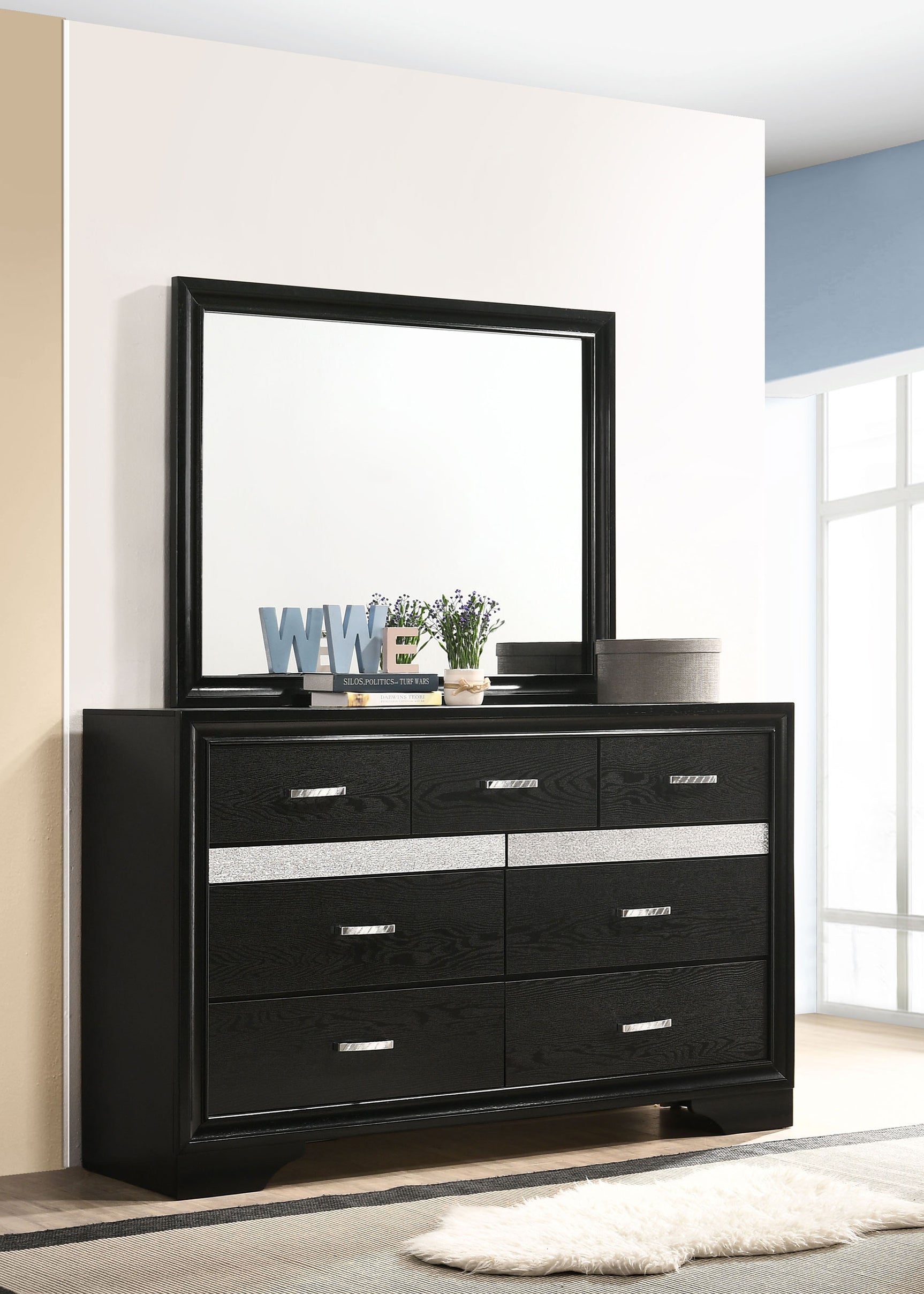 Miranda Black Dresser and Mirror - Ornate Home