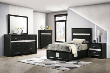 Miranda Black Twin Panel Bed - Ornate Home