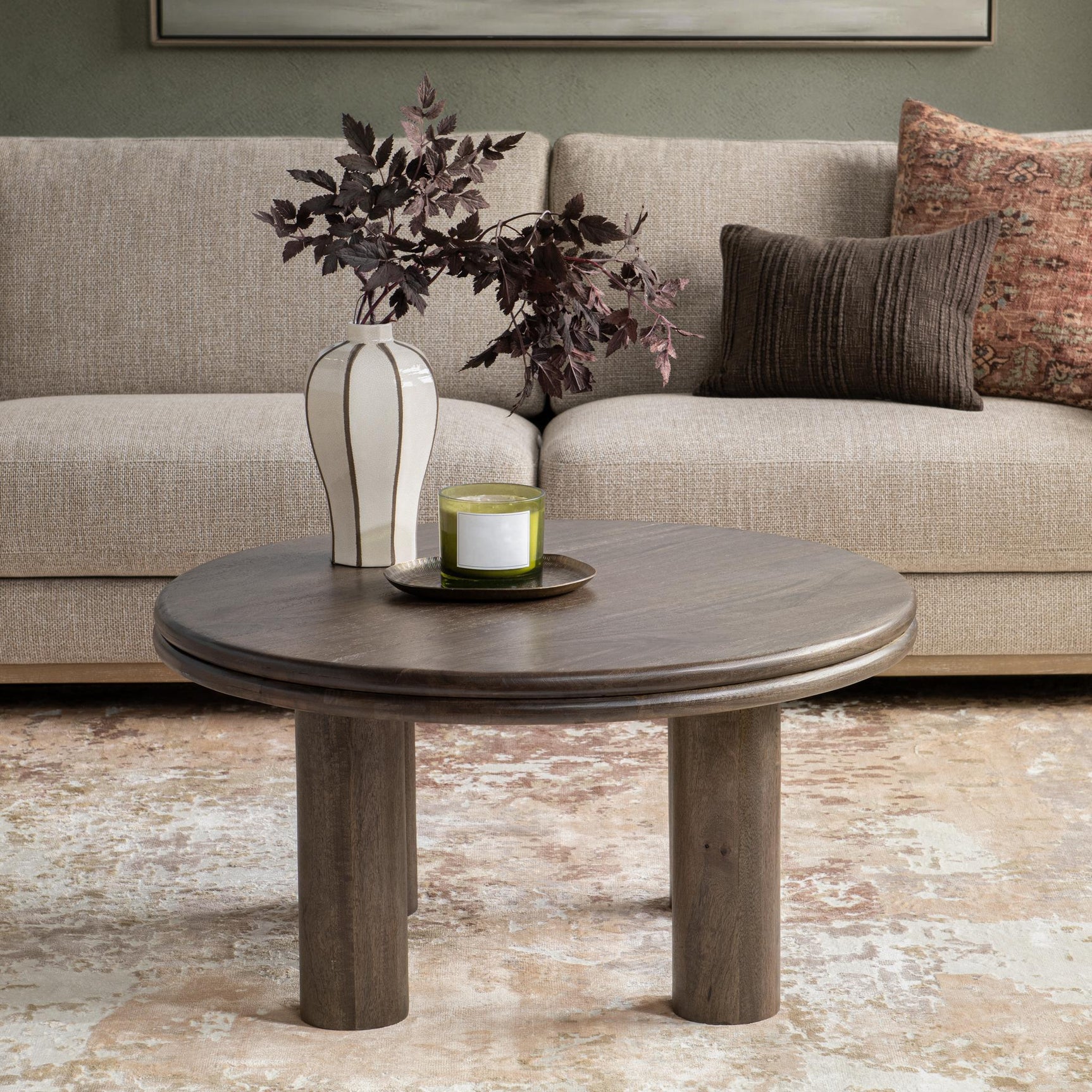 Miranda Cocoa Brown Round Coffee Table - Ornate Home