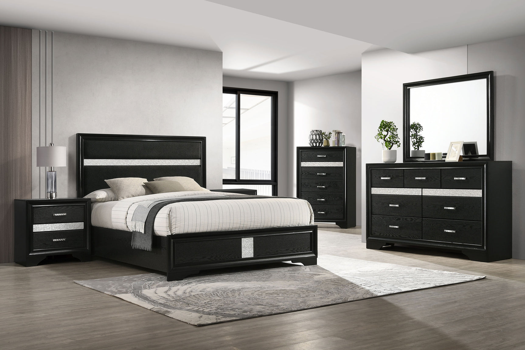 Miranda White 5-Piece Eastern King Bedroom Set - Ornate Home