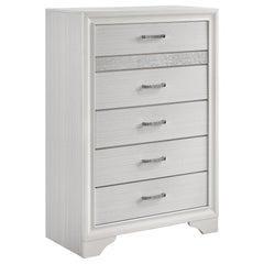 Miranda White 5-piece California King Bedroom Set with Panel Bed - Ornate Home