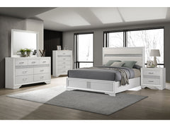 Miranda White 5-piece Queen Bedroom Set with Panel Bed - Ornate Home
