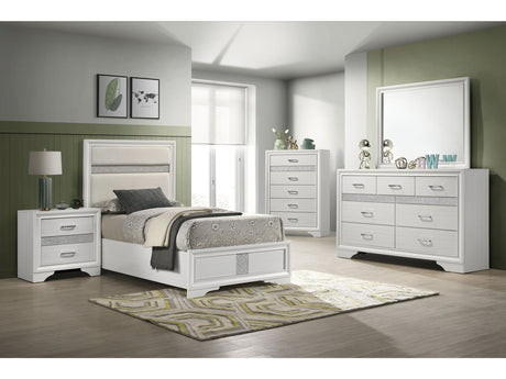 Miranda White 5-piece Twin Bedroom Set with Panel Bed - Ornate Home