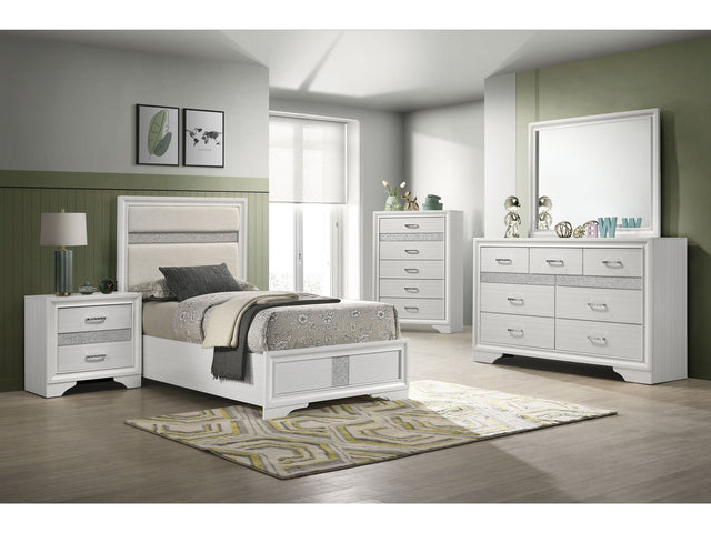 Miranda White 5-piece Twin Bedroom Set with Panel Bed - Ornate Home