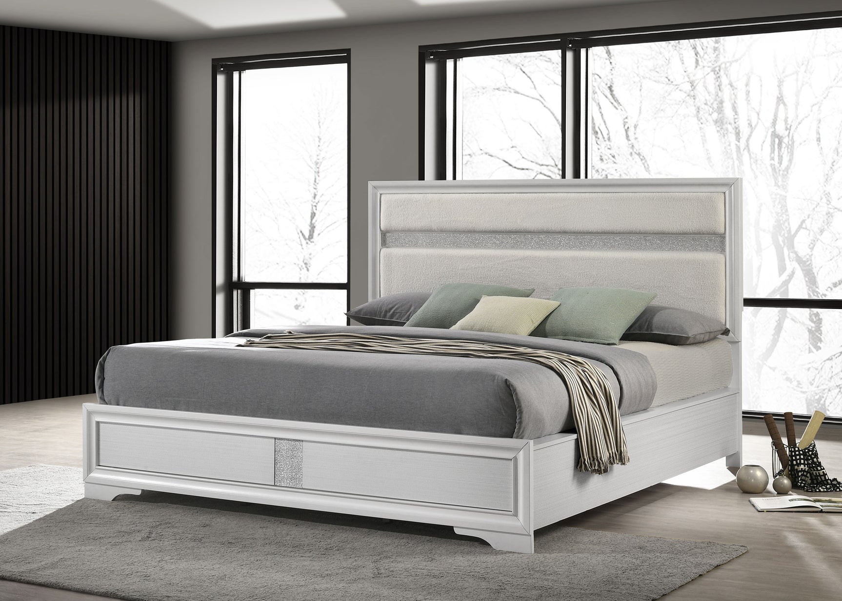 Miranda White California King Panel Bed - Ornate Home