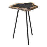Mircea Black/Woodtone Petrified Wood Accent Table - Ornate Home