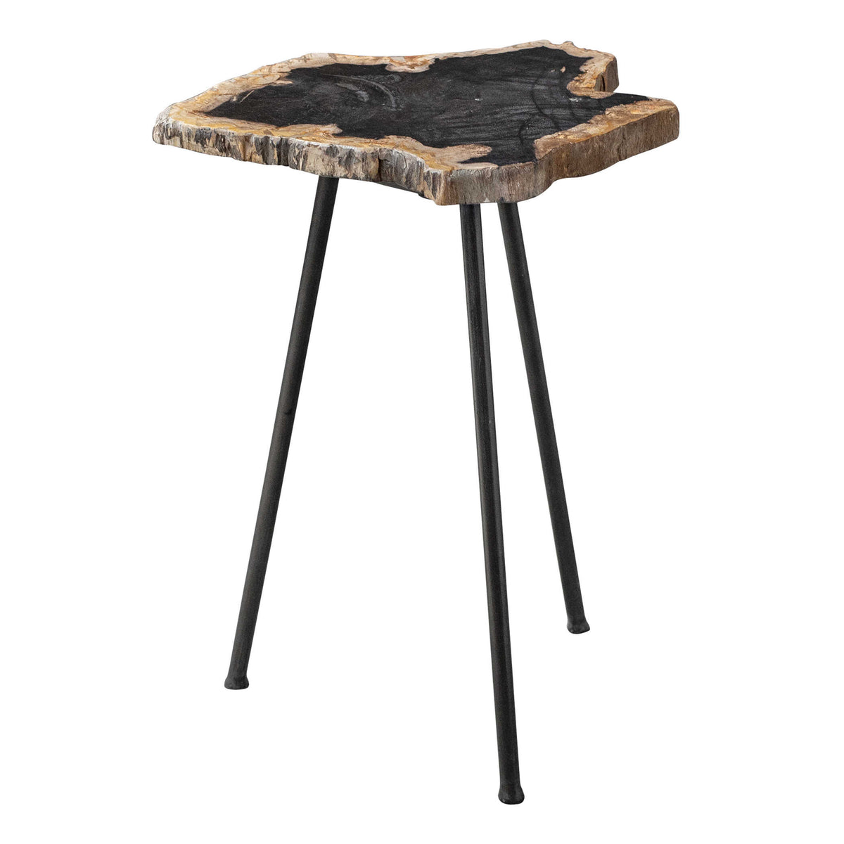 Mircea Black/Woodtone Petrified Wood Accent Table - Ornate Home