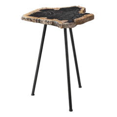 Mircea Black/Woodtone Petrified Wood Accent Table - Ornate Home